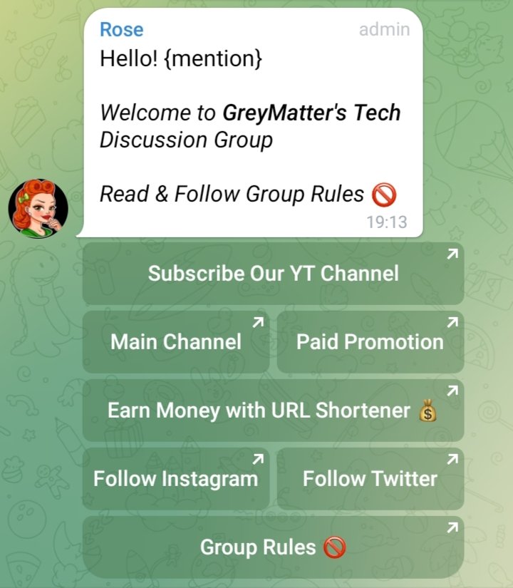 Telegram Group welcome Message